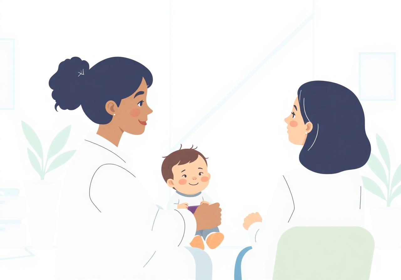 Compassionate therapist with a child and parent